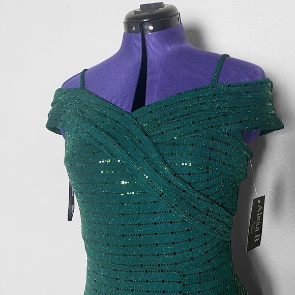 Alexa B Nite green sparkle long dress size 4 - Picture 3 of 9